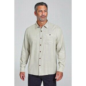 Tommy Bahama Bermuda Silk Shirt Mens XL Tan Button Front Casual Minimalist New